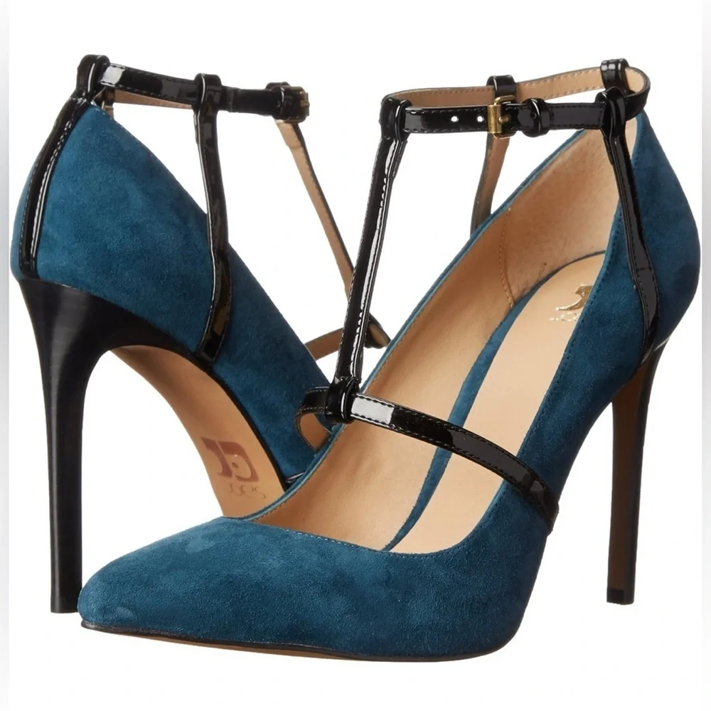 Joe's Jeans Women's Gadget Dress T-Strap Pump, Blue Suede 9